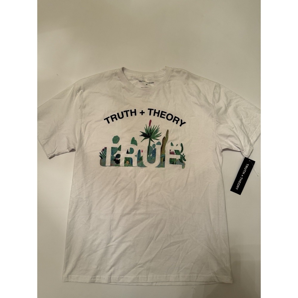 Truth + Theory Men's Graphic T-Shirt Medium White Desert Cactus NWT